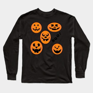 Halloween Pumpkin Spooky Faces Long Sleeve T-Shirt